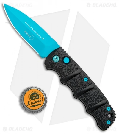 Boker Blue Scorpion Kalashnikov Dagger Automatic Knife (3.25" Electric Blue D2) - Image 4