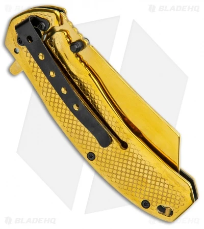 Boker Magnum Golden Skull Spring Assisted Knife Stainless Steel (3.3" Gold) - Image 3