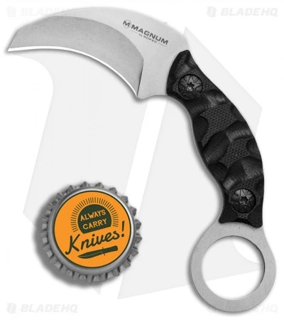 Boker Magnum Neck Bit Karambit Fixed Blade Knife Black G-10 (2" Stonewash) - Image 4
