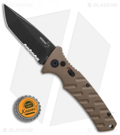 Boker Plus Strike Tanto Automatic Coyote Brown (3.25" Black SW Serr) 01BO425N - Image 4