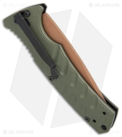 Boker Strike Tanto Desert Warrior Automatic Knife OD Green (3.25" Copper D2) - Image 3