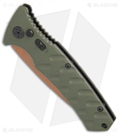 Boker Strike Tanto Desert Warrior Automatic Knife OD Green (3.25" Copper D2) - Image 2