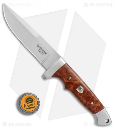 Boker Vollintegral 2.0 1674 Fixed Blade Knife Amboina Root Wood (4.6" Satin) - Image 4