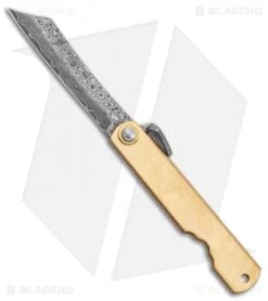 Boker Higonokami Bonsai Hikari Slip Joint Knife Brass (1.6" Damascus)